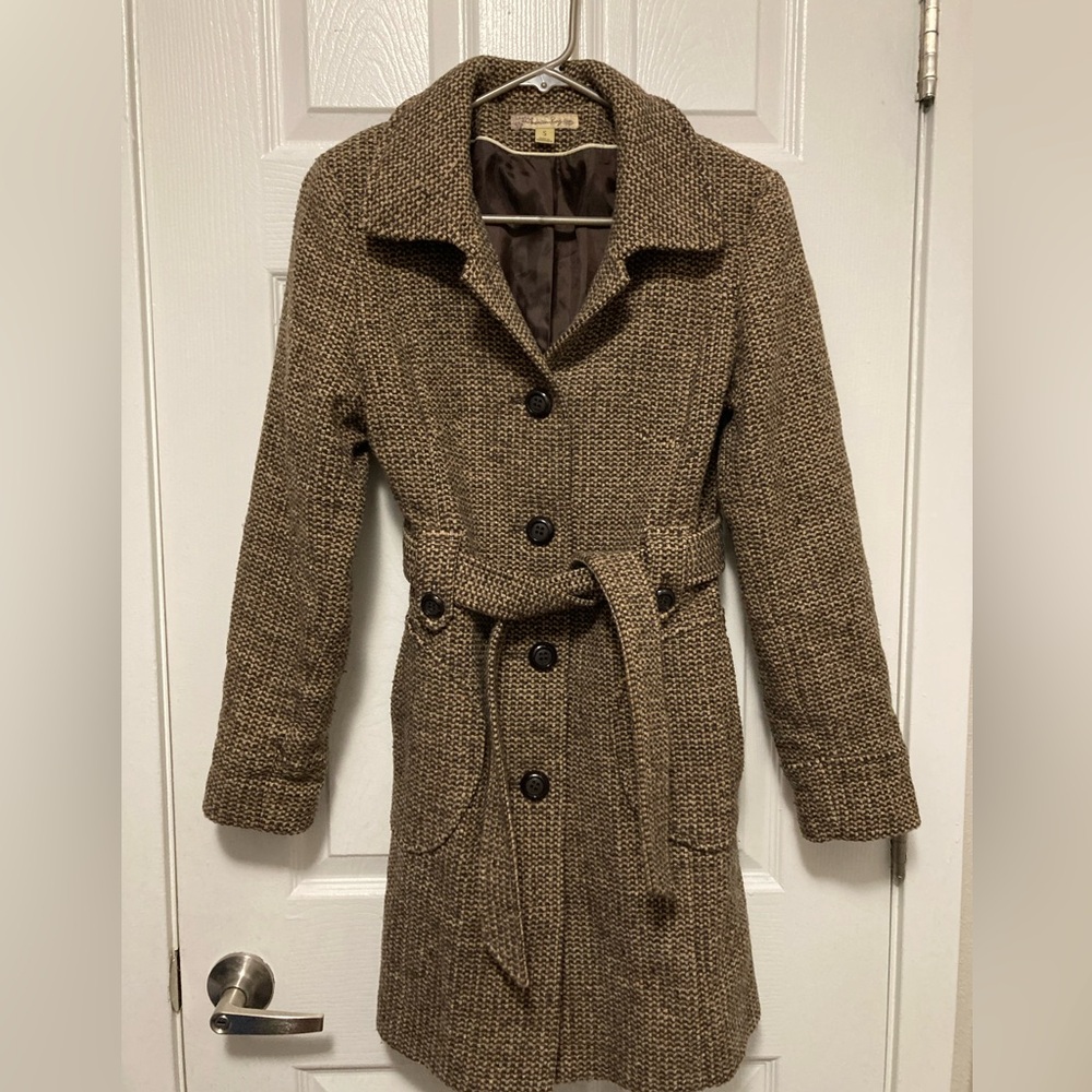*American Rag Vintage Brown Tweed Wool Blend Small Pea Coat Jacket #HC